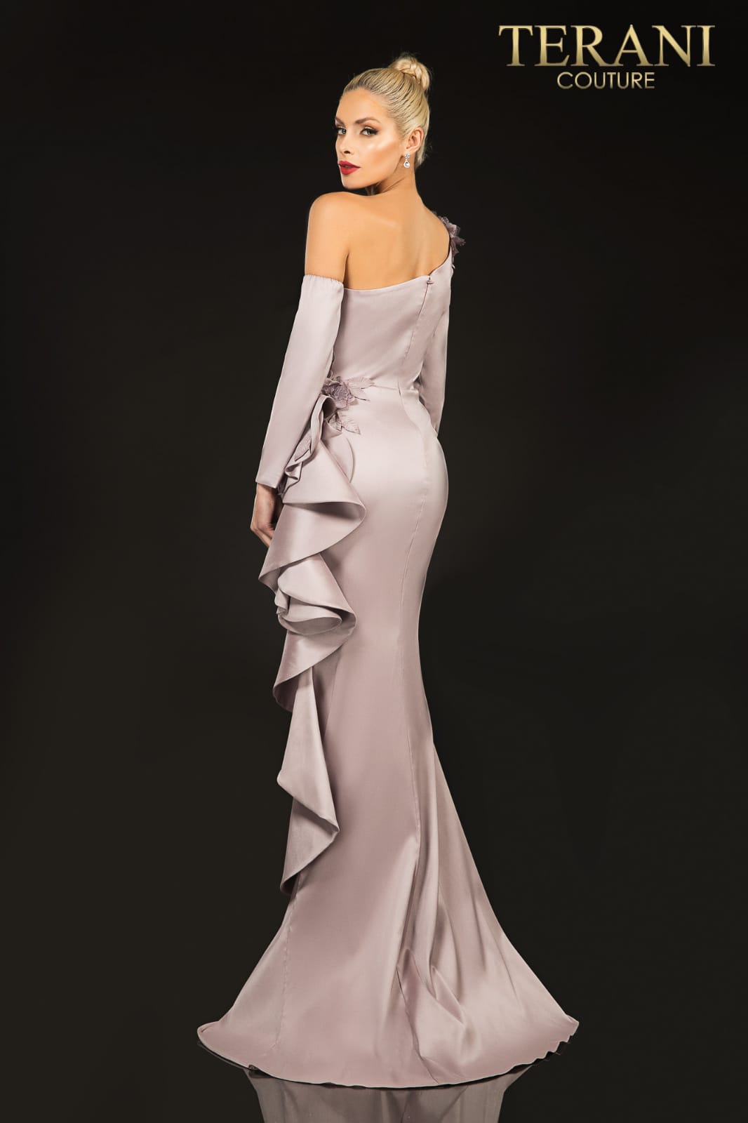 Terani Couture Mauve Long Stretch Mikado Evening Dress - 2021e2831