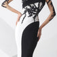 Black and white embroidered mermaid dress - Rofial Beauty