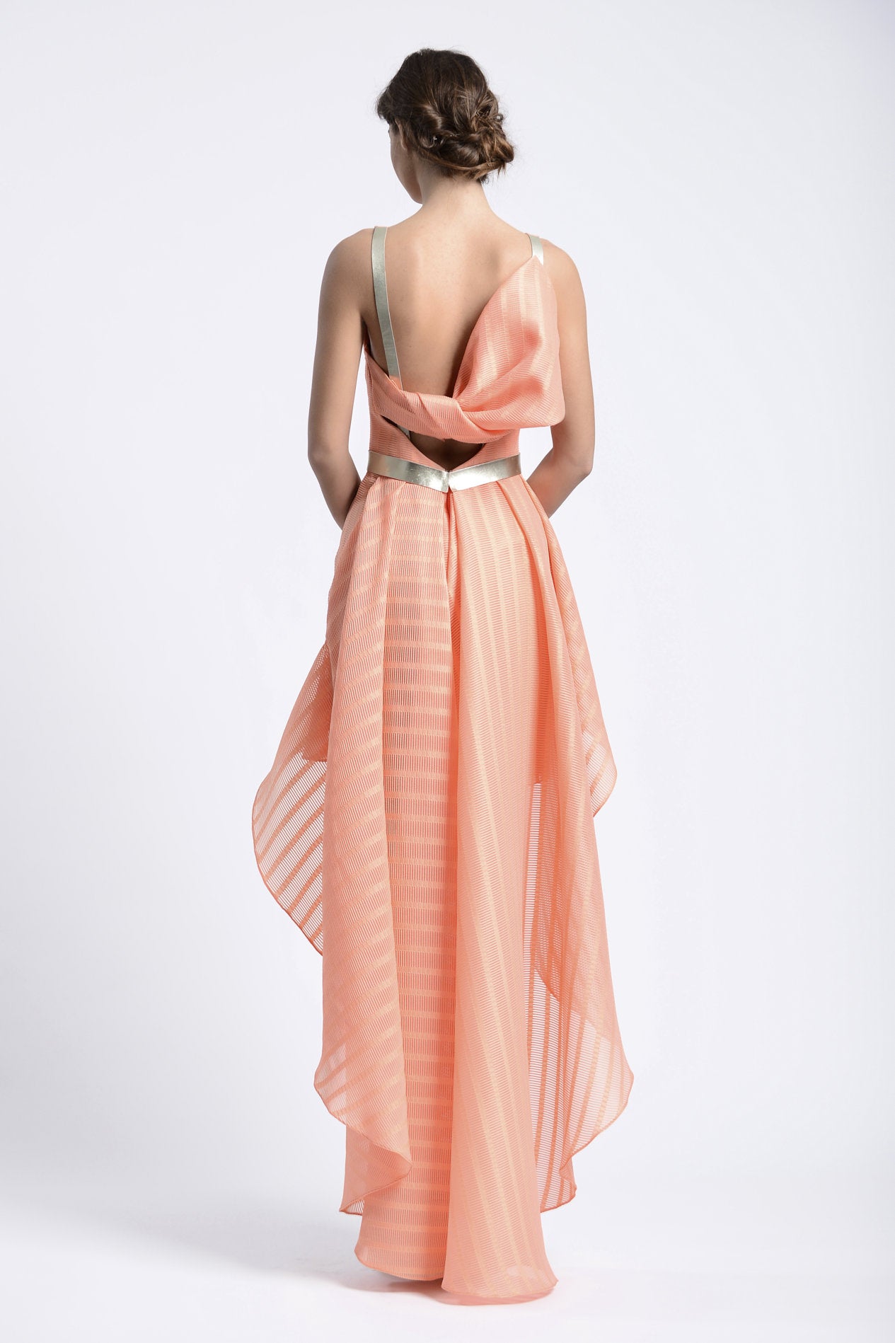 Gemy Maalouf Classy Peach Gown - Rofial Beauty