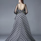 Gemy Maalouf Black and White Printed High-Low Dress - Rofial Beauty
