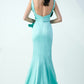 Back View of Model Wearing Gaby Charbachy GC 725 Light-Blue Crisscross Dress - Rofial Beauty