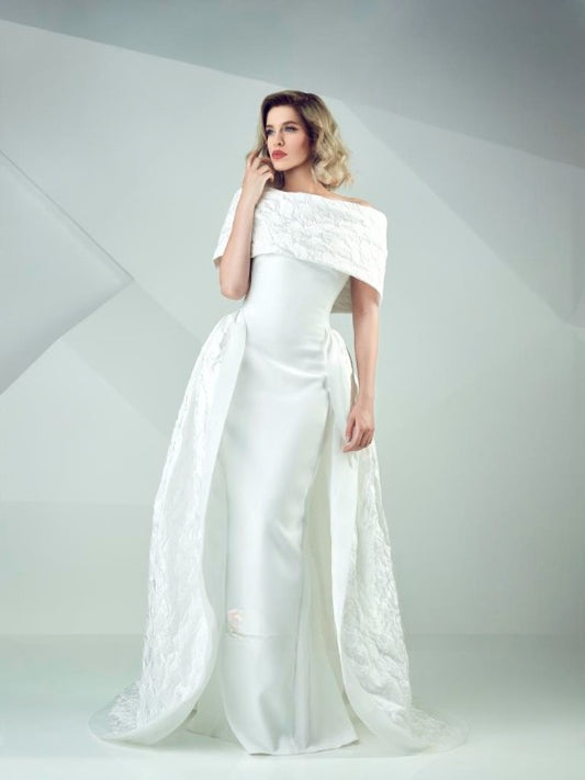 Gaby Charbachy GC 670 White silk mermaid dress