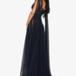 Dainty Rouched Dotted Tulle Evening Gown With Shoulder Trains - Rofial Beauty
