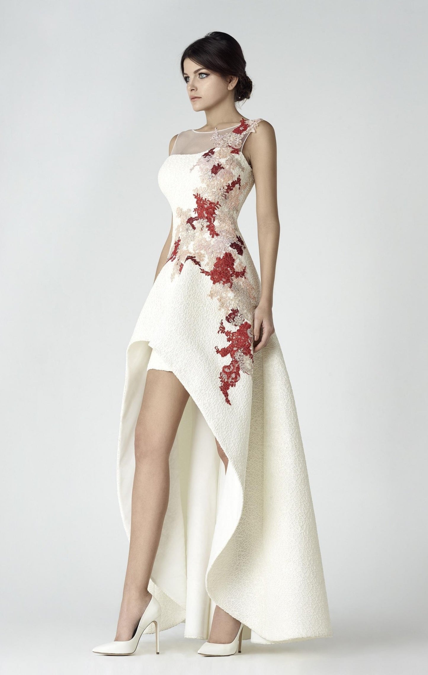 Embroidered High-Low Dress - Rofial Beauty