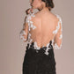 Beaded Lace Dress with Long Sleeves - Rofial Beauty