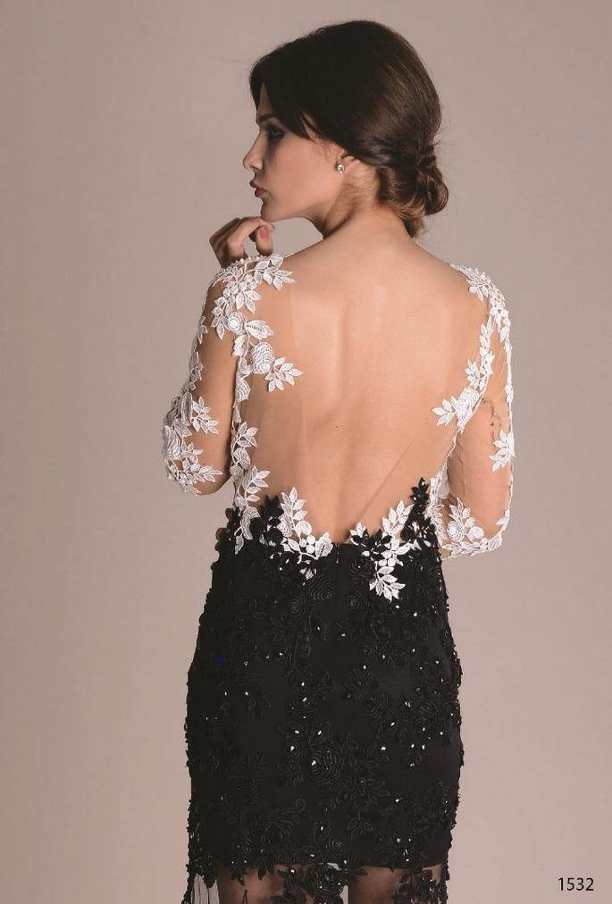 Beaded Lace Dress with Long Sleeves - Rofial Beauty