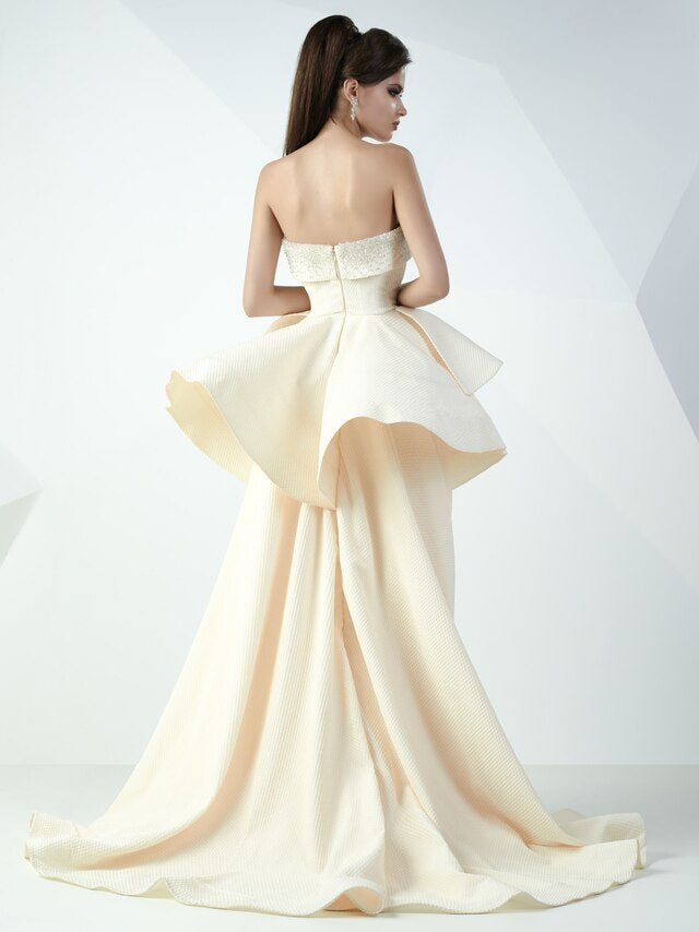 Cream Peplum Dress - Rofial Beauty