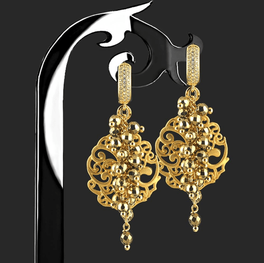 Gold Plated Natural Hematite Earrings - Rofial Beauty