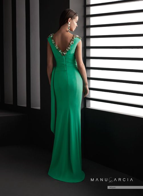 Bottle Green Evening Dress - Rofial Beauty