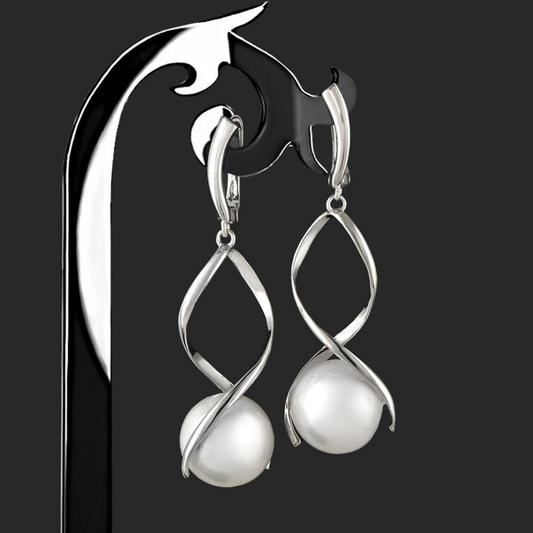Spiral Silver Majorca Premium Pearl Earrings - Rofial Beauty