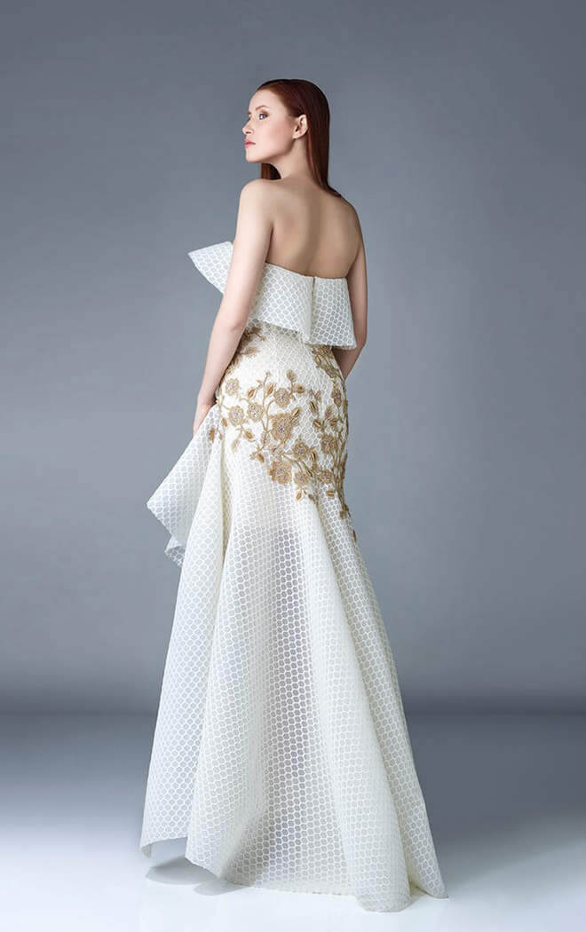 Gemy Maalouf High-Low Off-White Gown - Rofial Beauty