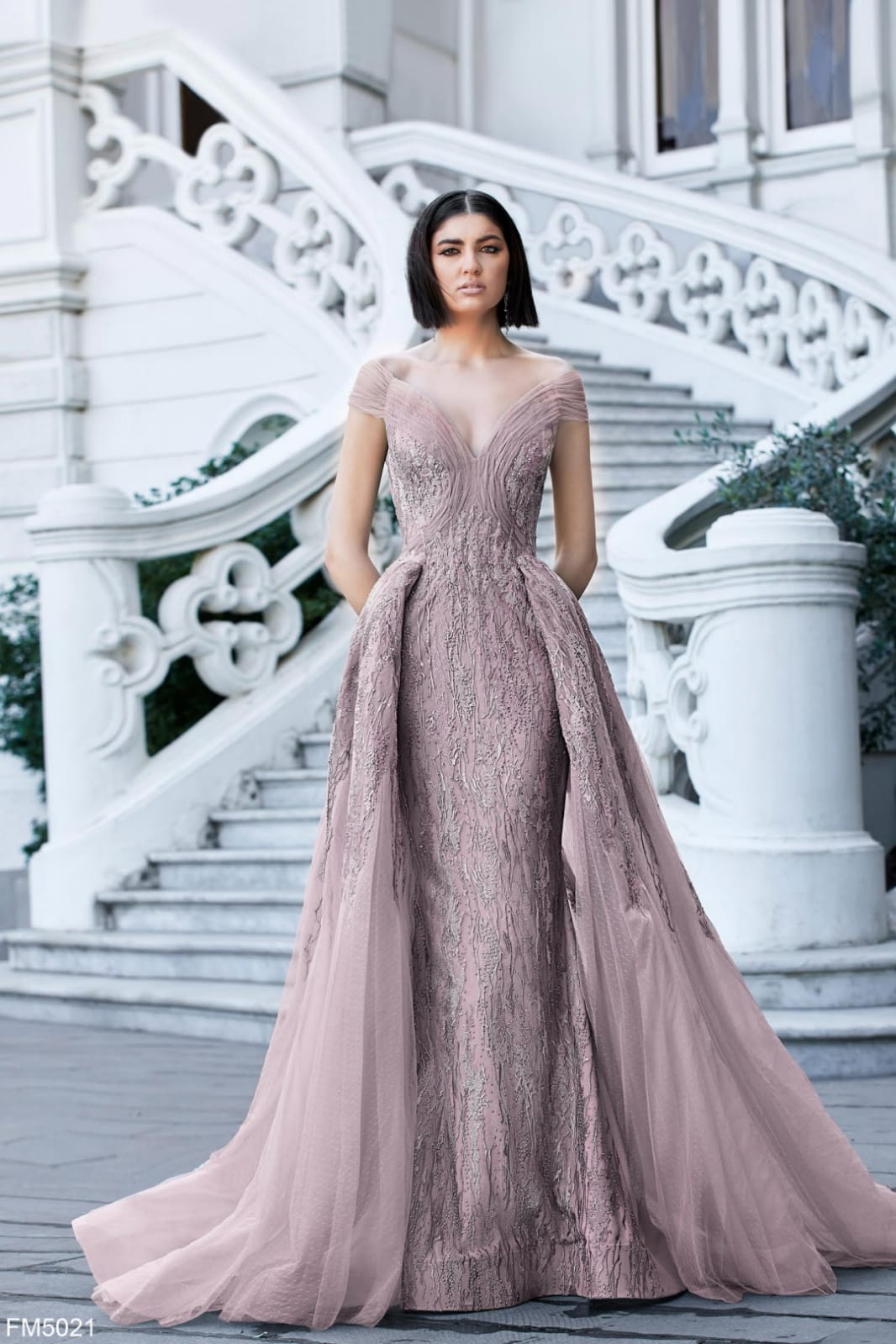 Pink Azzure Couture FM5021 Dress on model - Rofial Beauty