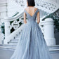 Back View of Blue Azzure Couture FM5021 Dress on model - Rofial Beauty