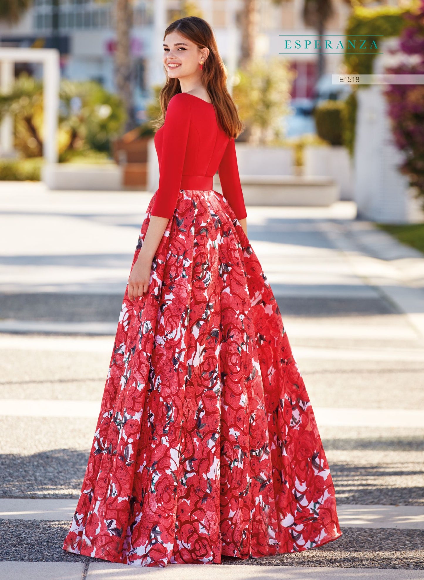 HigarNovias Floral Red Marvelous Gown
