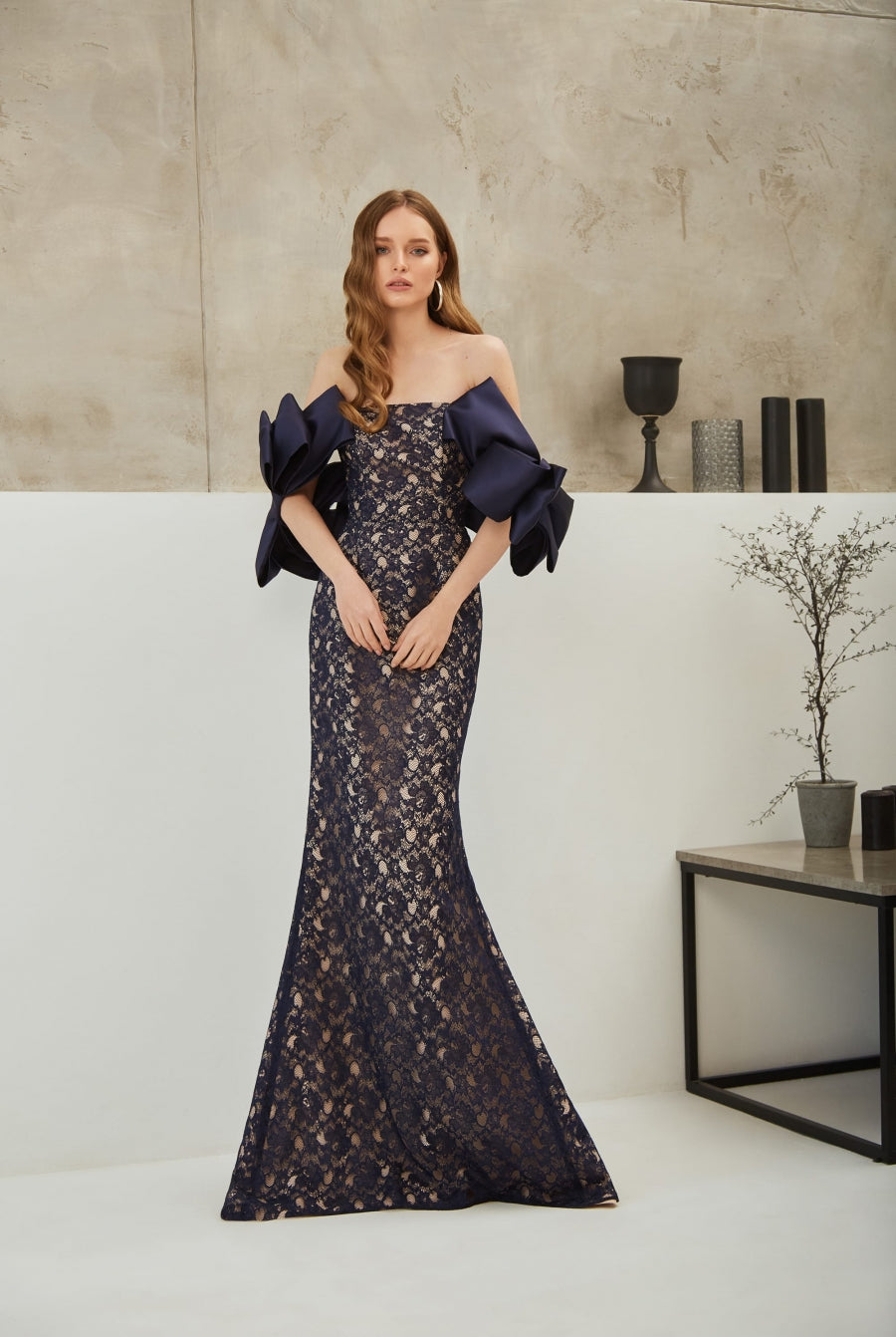 Ariamo E-2127 Mermaid Navy Floor Length Dress