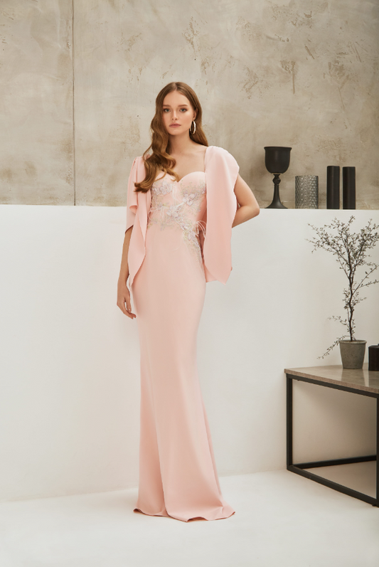 Ariamo E-2129 Mother of Bride Blush Lace Bodice Ballgown from Rofial Beauty