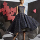 Ariamo Fergana Lacy Patterned Short Evening Prom Dress - Rofial Beauty