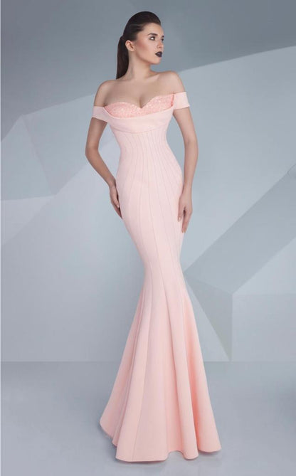 Gaby Charbachy GC 592 Classy Pink Mermaid Gown - Rofial Beauty