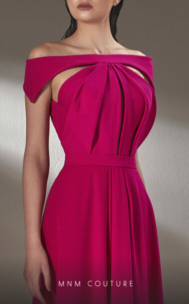 MNM Couture K3894 Elegant Off-Shoulder Pink Dress