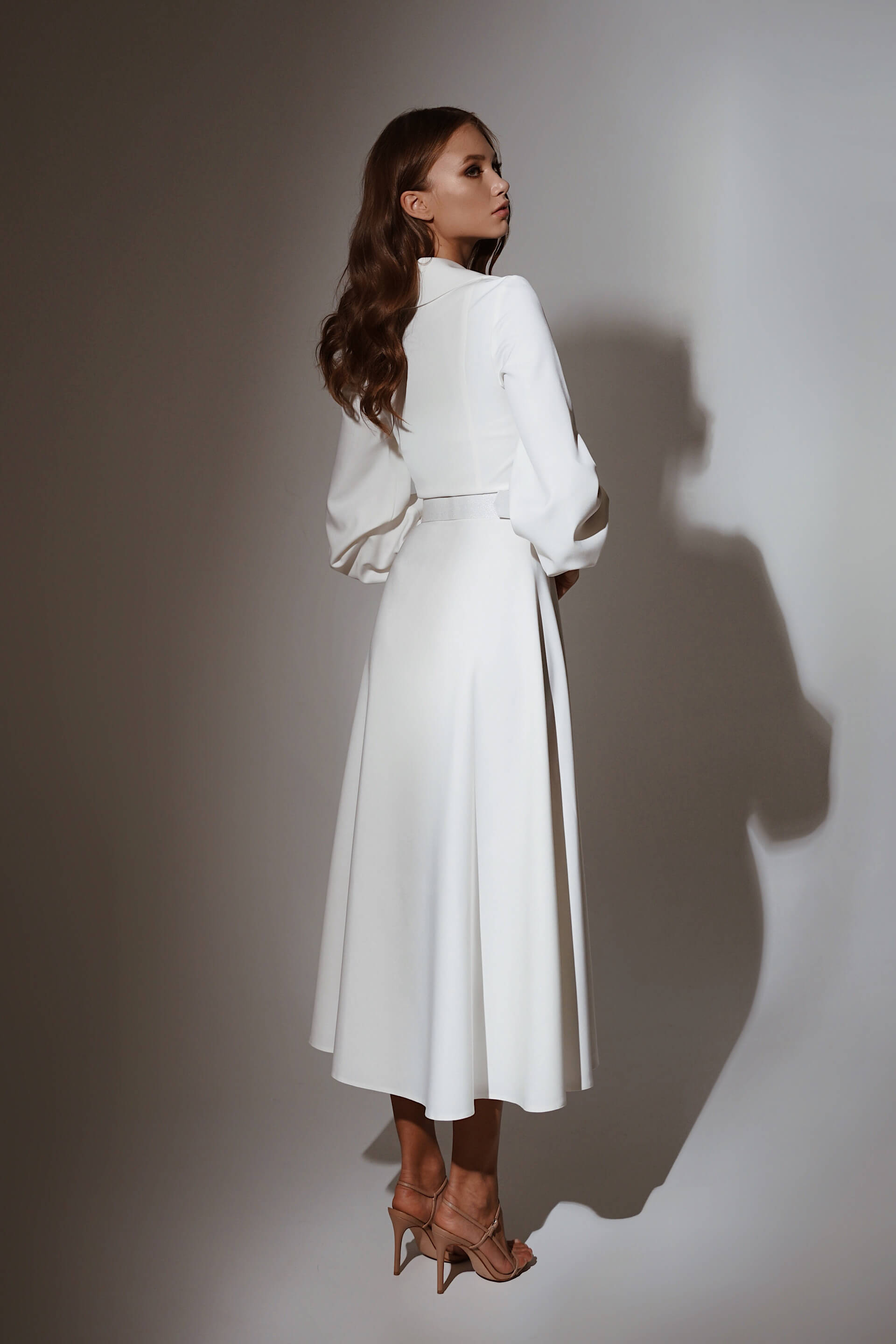 Back View of Olyamak Ava White Dress - Rofial Beauty