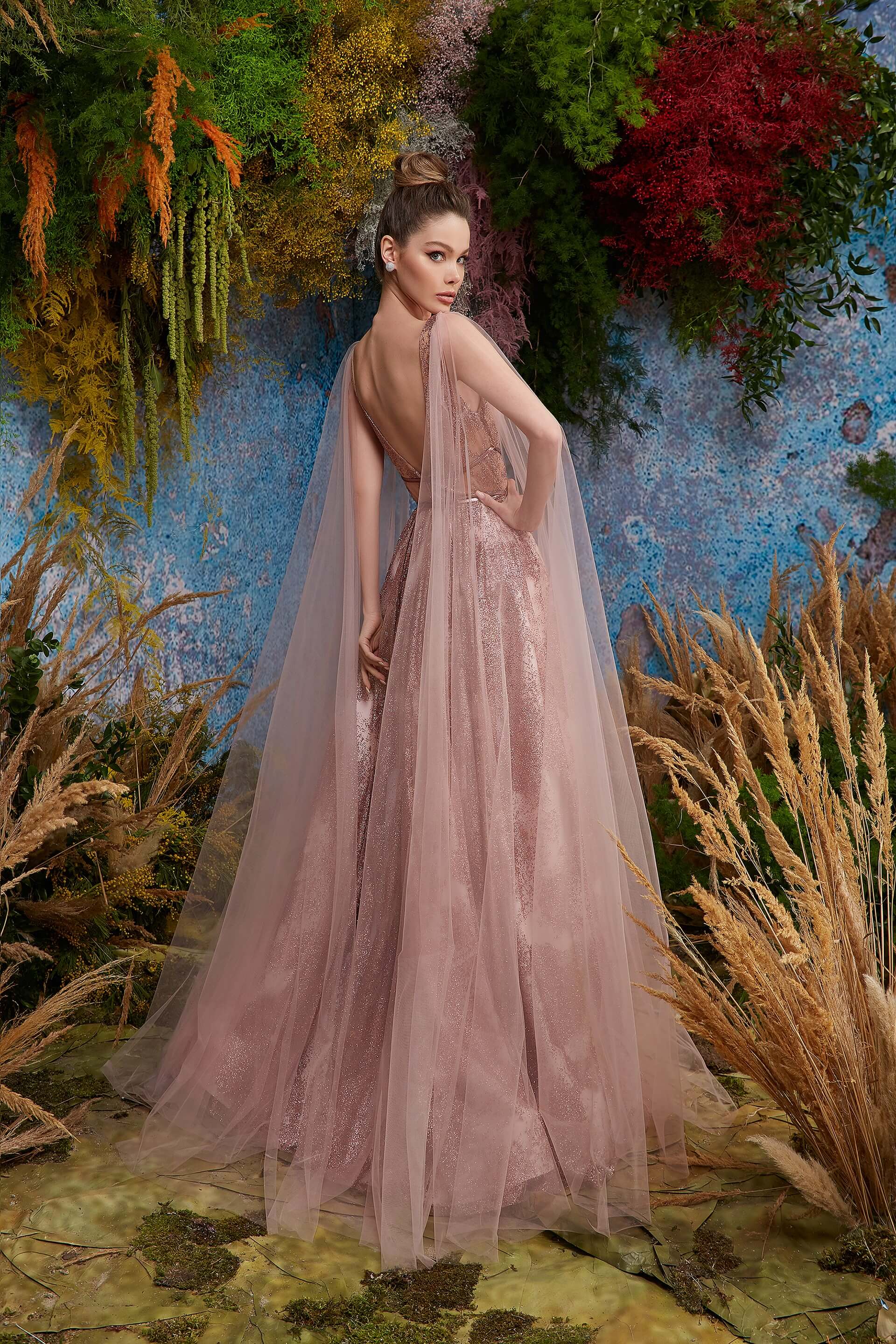 Back View of Pink Olyamak Penelopa Dress - Rofial Beauty