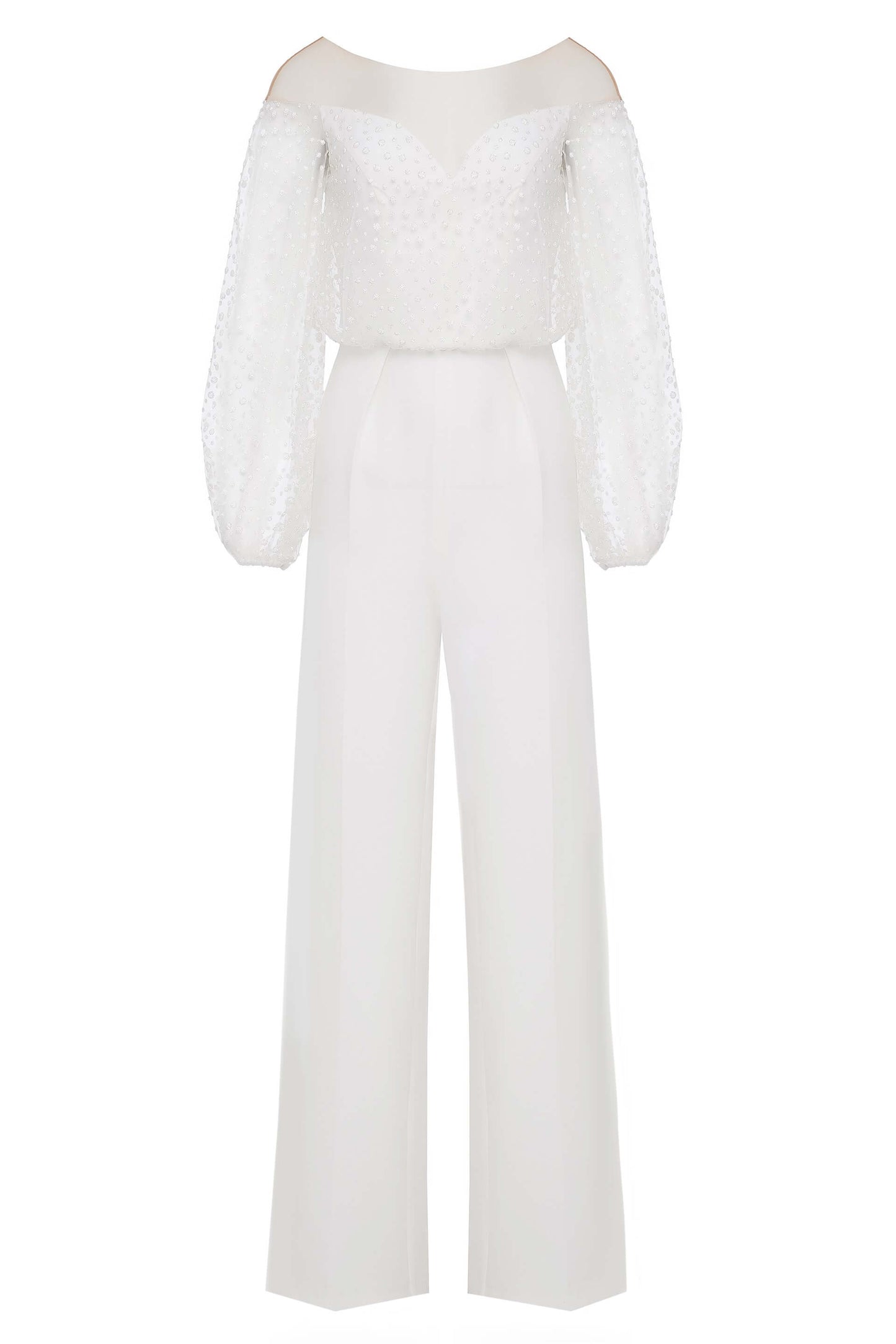 Helena-White-Jumpsuit-Unusual-Elegance-Sophistication-Detail-View - Rofial Beauty