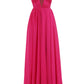 Front Mesh Detail of Olyamak Barbi Fuchsia Dress - Rofial Beauty