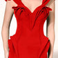 Ruffle Accented Sweetheart Neckline Gown - Rofial Beauty