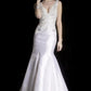 Janique 118 White Mermaid Sleeveless Gown