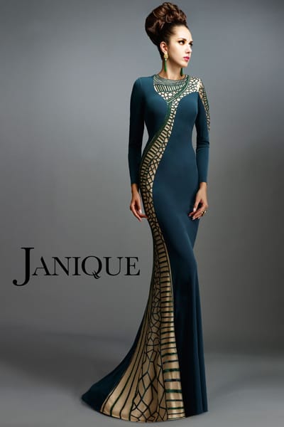 Janique K6477 Dark Green Formal Gown