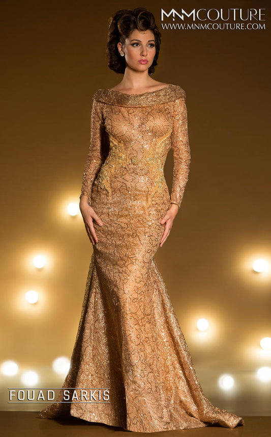 MNM COUTURE Fouad Sarkis Magnificent Gold Gown