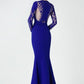 Liberty Blue Dress with Illusion Neckline - Rofial Beauty
